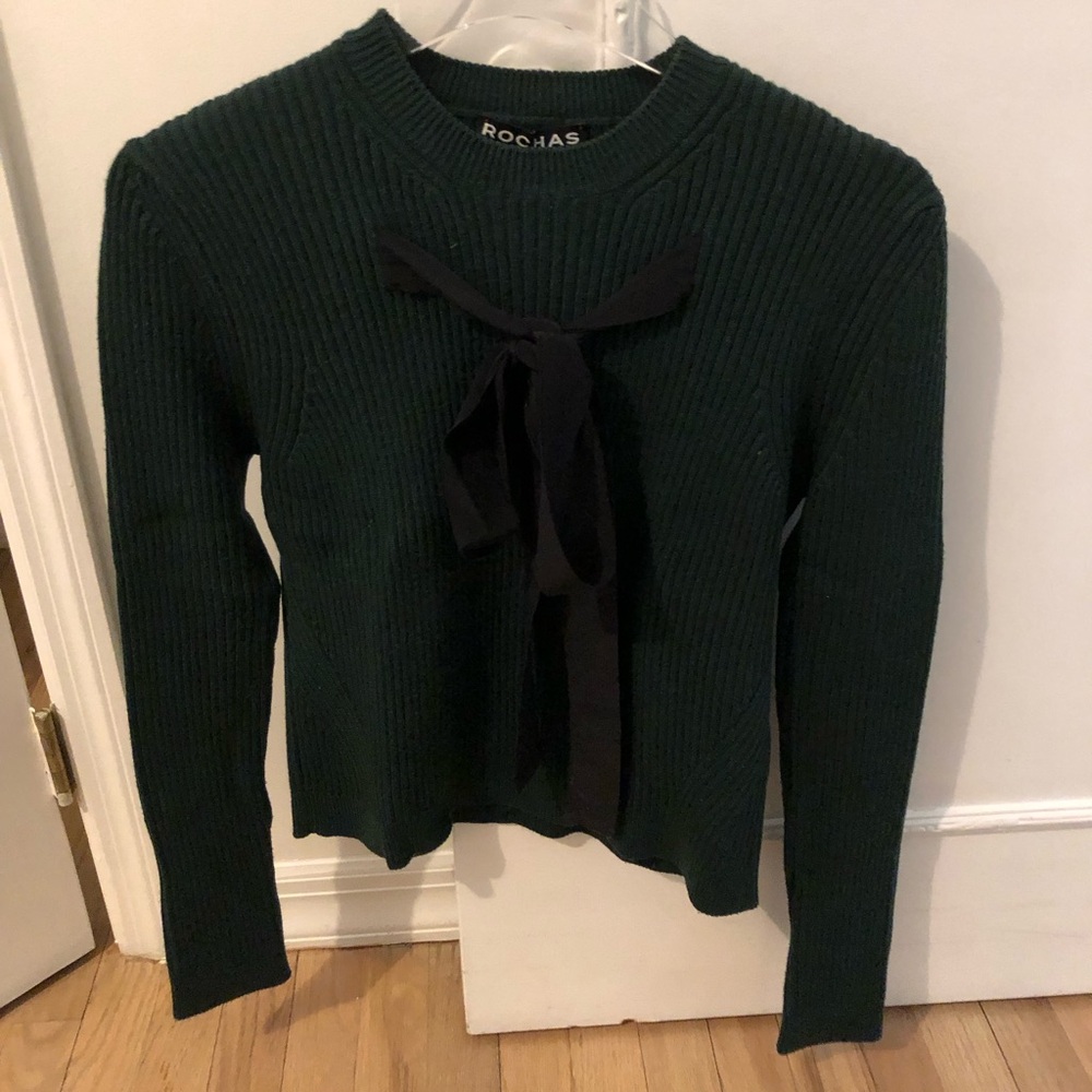 ROCHAS deep green wool ribbed top